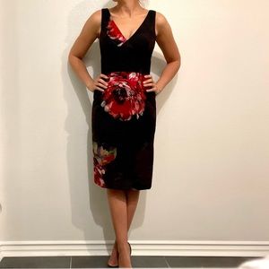 Trina Turk black floral dress LBD